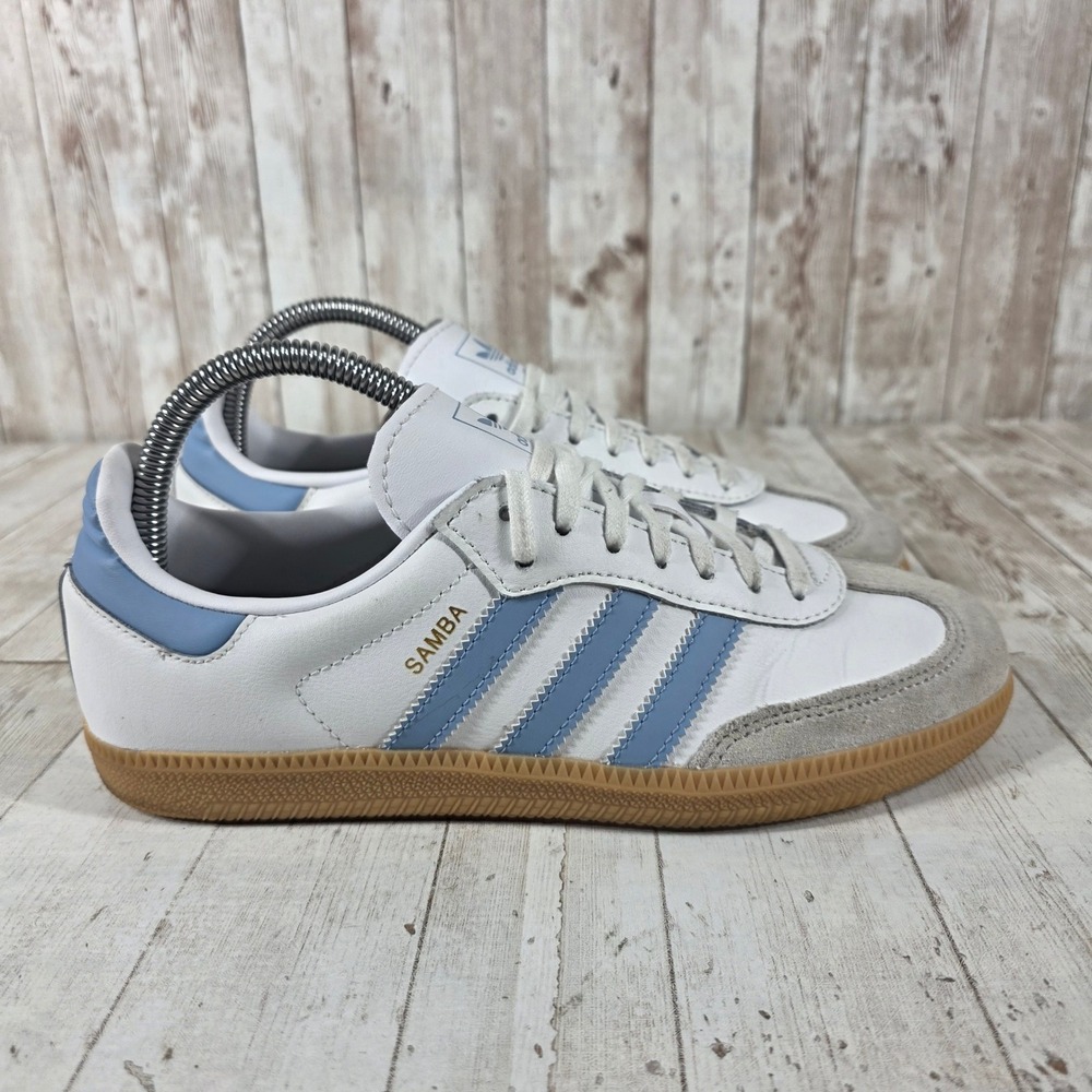 Adidas Samba OG White Light Blue Gum Leather Sneakers JQ2832 Womens 6